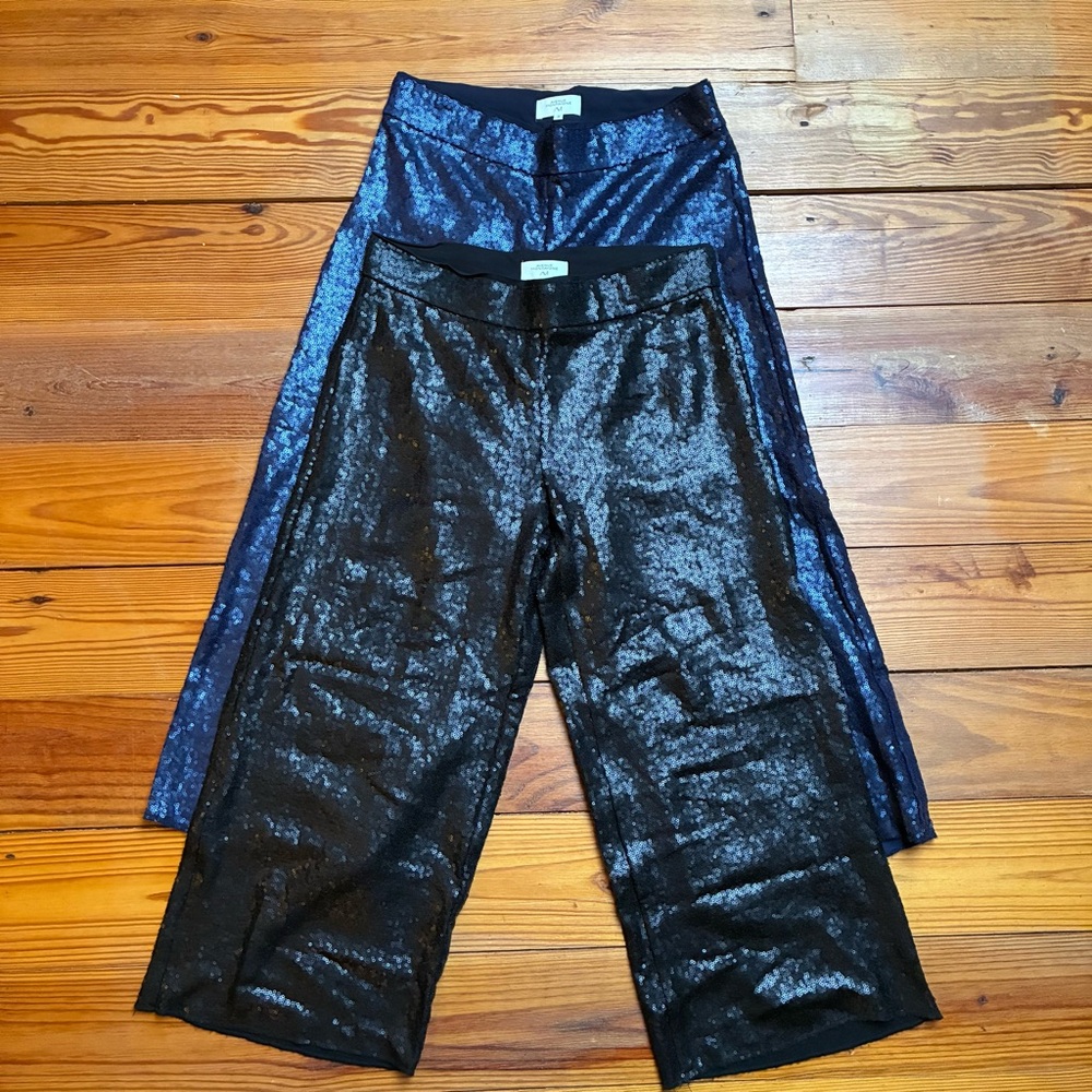 Avenue Montaigne Sequin Ankle-Length Pants, ONLY Black, EUC, 8